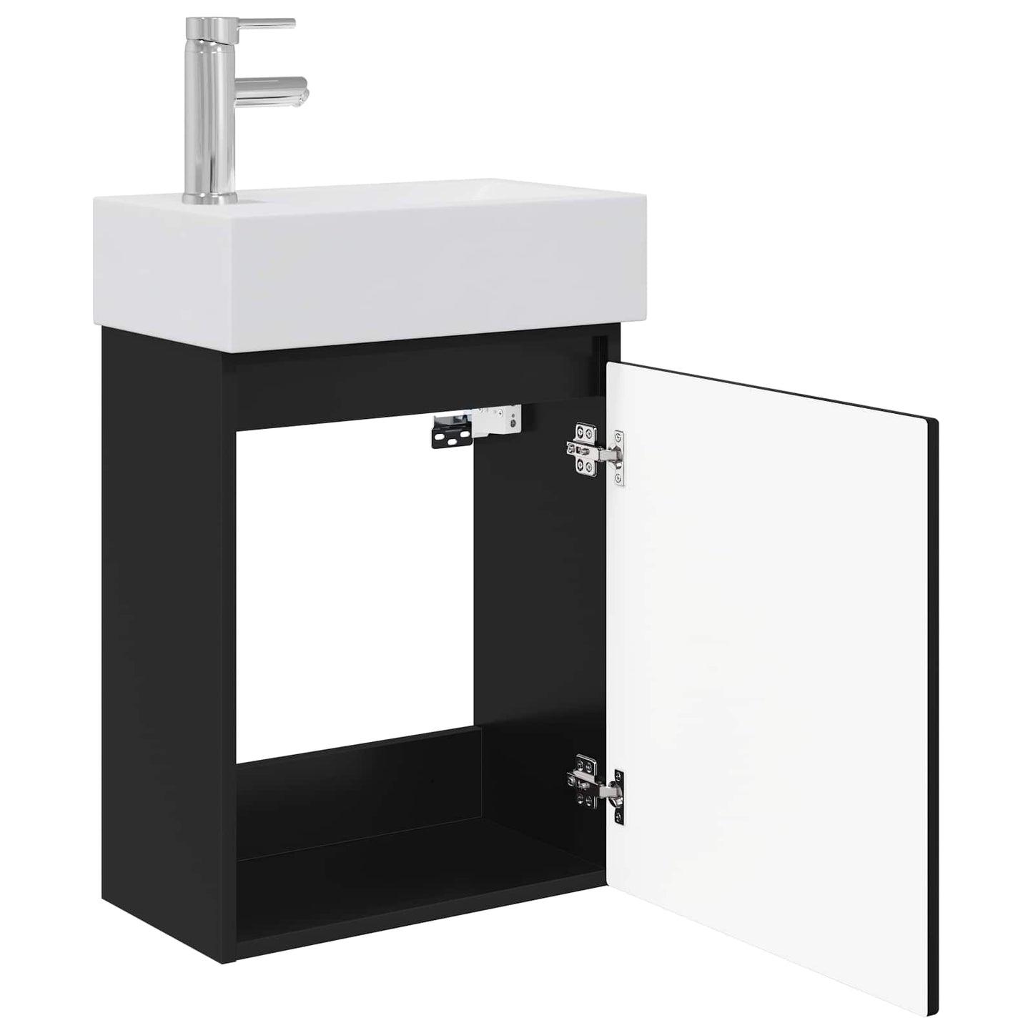 Bathroom Vanity Unit with Tap Black 45.5 x 22.5 x 84 cm