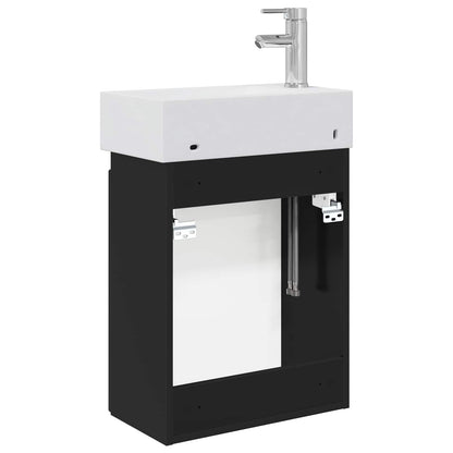 Bathroom Vanity Unit with Tap Black 45.5 x 22.5 x 84 cm