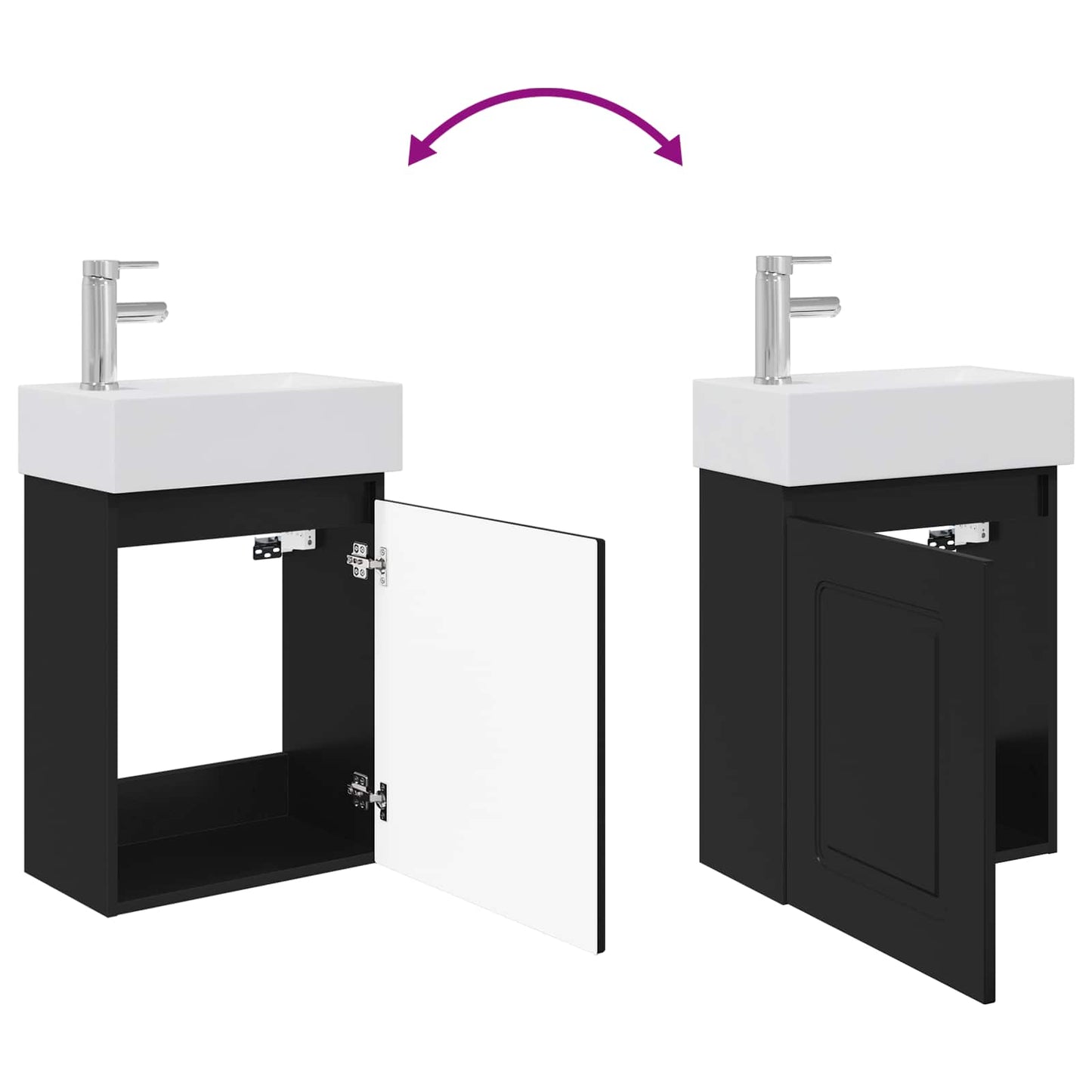 Bathroom Vanity Unit with Tap Black 45.5 x 22.5 x 84 cm