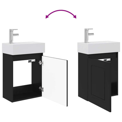 Bathroom Vanity Unit with Tap Black 45.5 x 22.5 x 84 cm