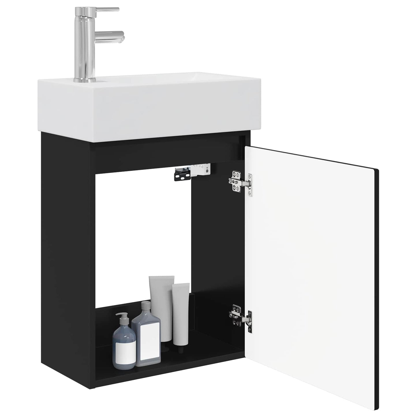 Bathroom Vanity Unit with Tap Black 45.5 x 22.5 x 84 cm