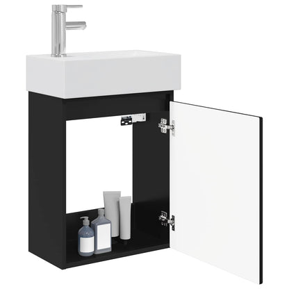 Bathroom Vanity Unit with Tap Black 45.5 x 22.5 x 84 cm
