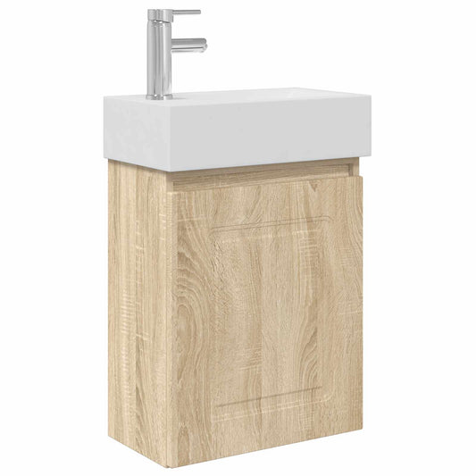 Bathroom Vanity Unit with Tap Sonoma Oak 45.5 x 22.5 x 84 cm