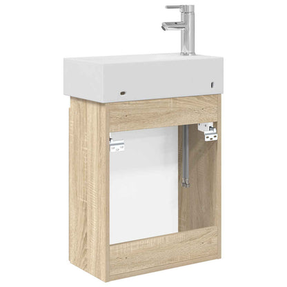 Bathroom Vanity Unit with Tap Sonoma Oak 45.5 x 22.5 x 84 cm