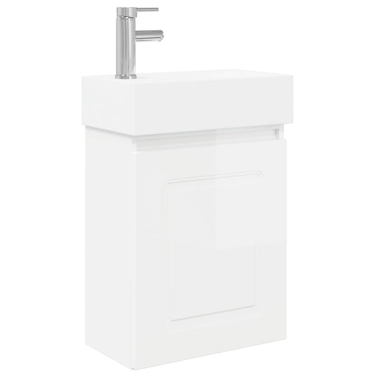 Bathroom Vanity Unit with Tap High Gloss White