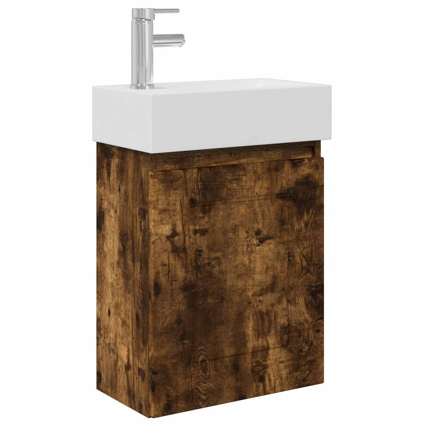 Bathroom Vanity Unit with Tap Smoked Oak 45.5 x 22.5 x 84 cm