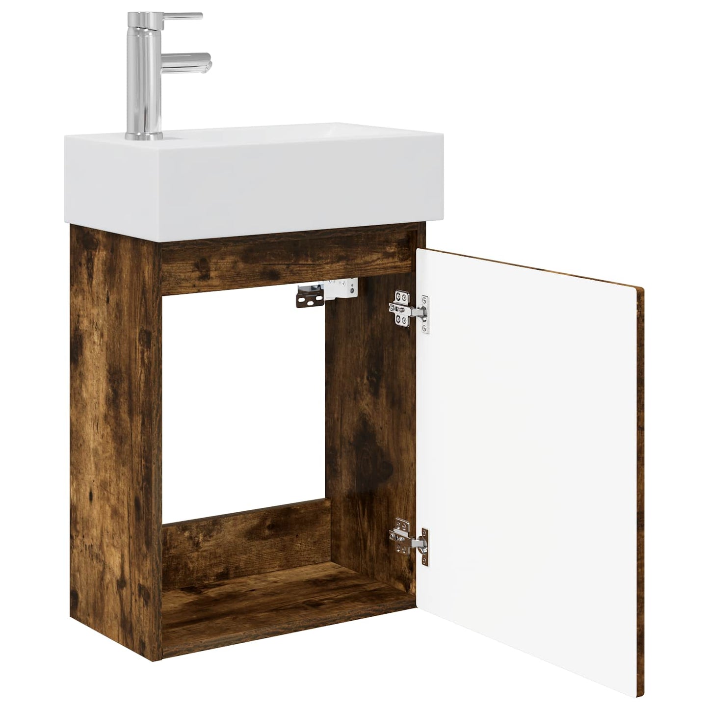 Bathroom Vanity Unit with Tap Smoked Oak 45.5 x 22.5 x 84 cm