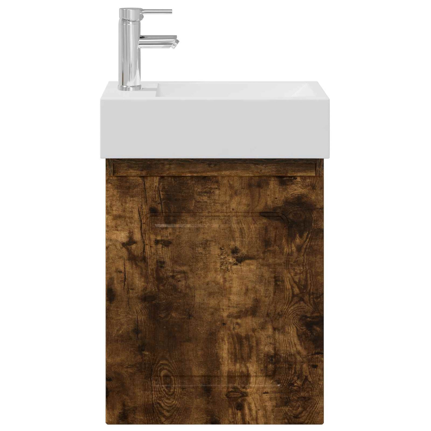 Bathroom Vanity Unit with Tap Smoked Oak 45.5 x 22.5 x 84 cm