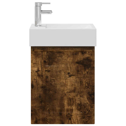 Bathroom Vanity Unit with Tap Smoked Oak 45.5 x 22.5 x 84 cm