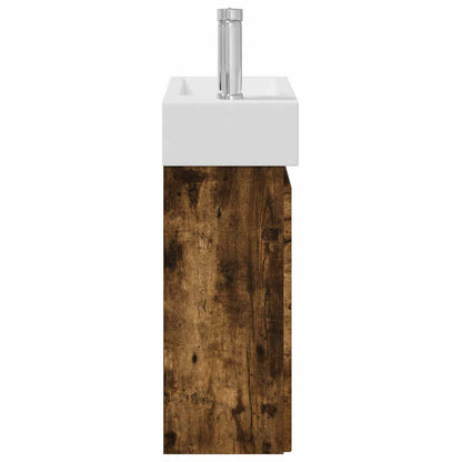 Bathroom Vanity Unit with Tap Smoked Oak 45.5 x 22.5 x 84 cm
