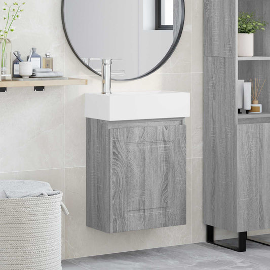 Bathroom Vanity Unit with Tap Grey Sonoma 45.5 x 22.5 x 84 cm