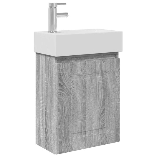 Bathroom Vanity Unit with Tap Grey Sonoma 45.5 x 22.5 x 84 cm