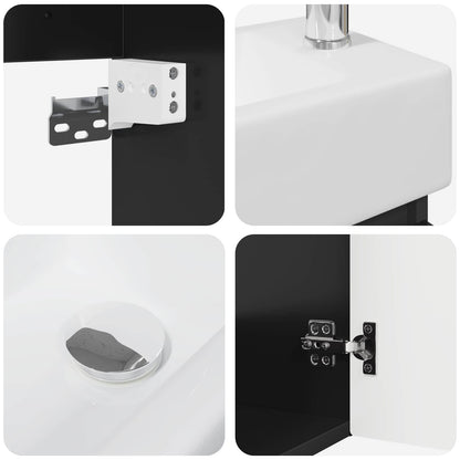Bathroom Vanity Unit with Tap Black 45.5 x 22.5 x 84 cm