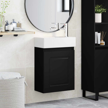 Bathroom Vanity Unit with Tap Black 45.5 x 22.5 x 84 cm