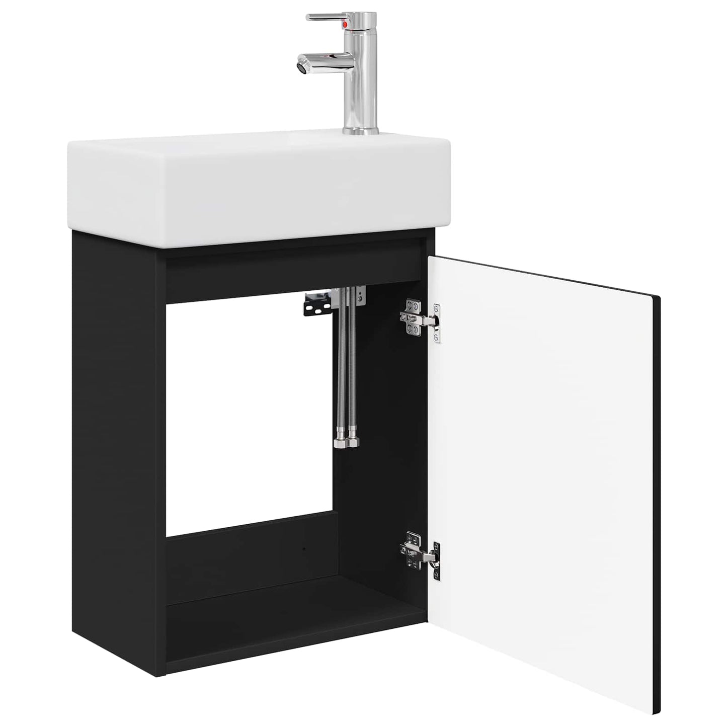 Bathroom Vanity Unit with Tap Black 45.5 x 22.5 x 84 cm
