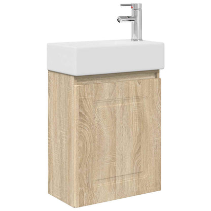 Bathroom Vanity Unit with Tap Sonoma Oak 45.5 x 22.5 x 84 cm