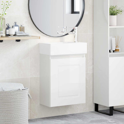 Bathroom Vanity Unit with Tap High Gloss White