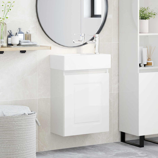 Bathroom Vanity Unit with Tap High Gloss White