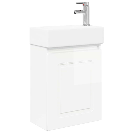 Bathroom Vanity Unit with Tap High Gloss White