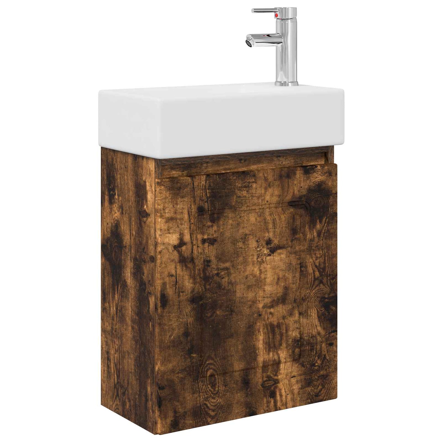 Bathroom Vanity Unit with Tap Smoked Oak 45.5 x 22.5 x 84 cm