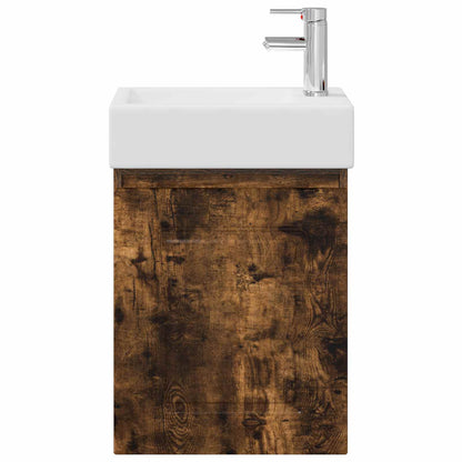 Bathroom Vanity Unit with Tap Smoked Oak 45.5 x 22.5 x 84 cm
