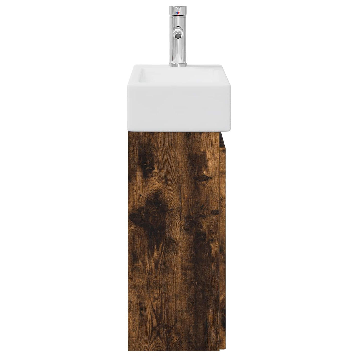 Bathroom Vanity Unit with Tap Smoked Oak 45.5 x 22.5 x 84 cm