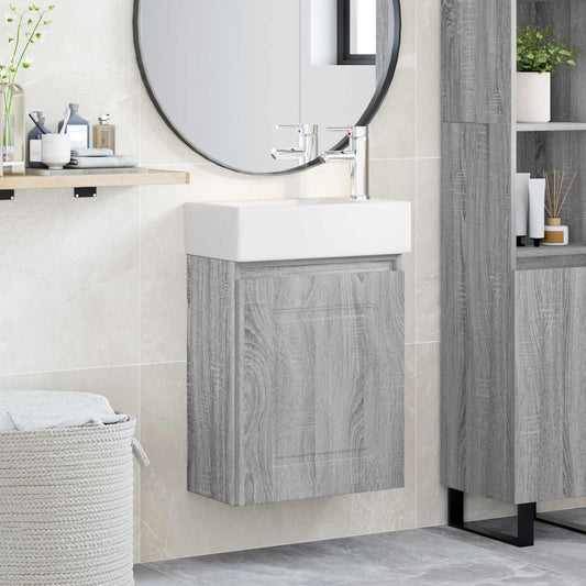 Bathroom Vanity Unit with Tap Grey Sonoma 45.5 x 22.5 x 84 cm
