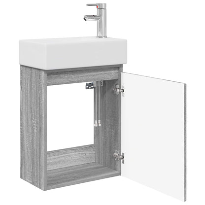 Bathroom Vanity Unit with Tap Grey Sonoma 45.5 x 22.5 x 84 cm