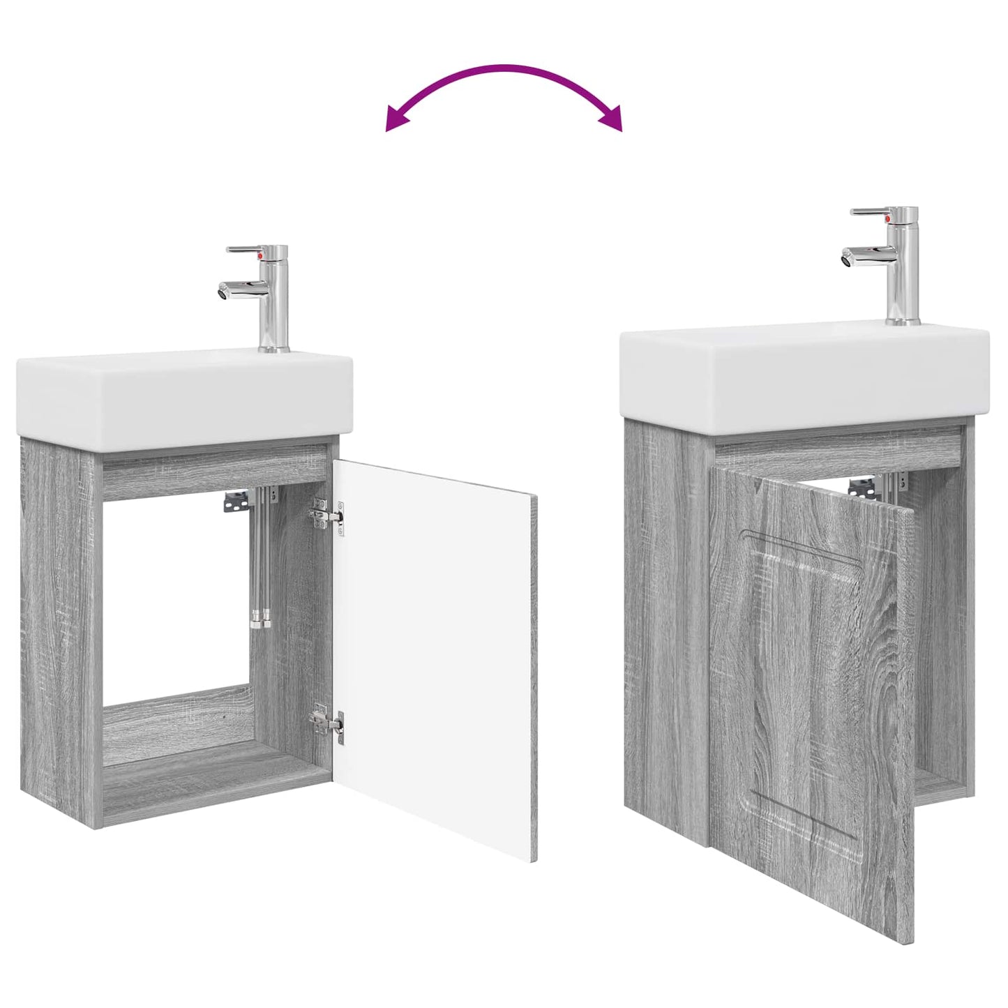 Bathroom Vanity Unit with Tap Grey Sonoma 45.5 x 22.5 x 84 cm
