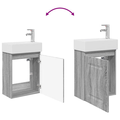 Bathroom Vanity Unit with Tap Grey Sonoma 45.5 x 22.5 x 84 cm