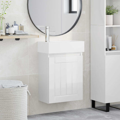 Bathroom Vanity Unit with Tap High Gloss White