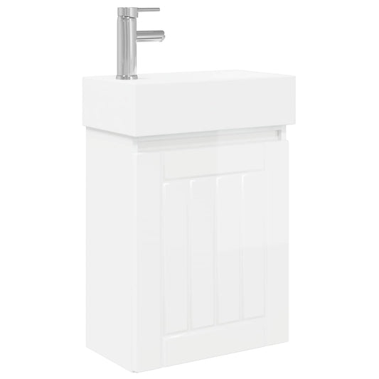 Bathroom Vanity Unit with Tap High Gloss White