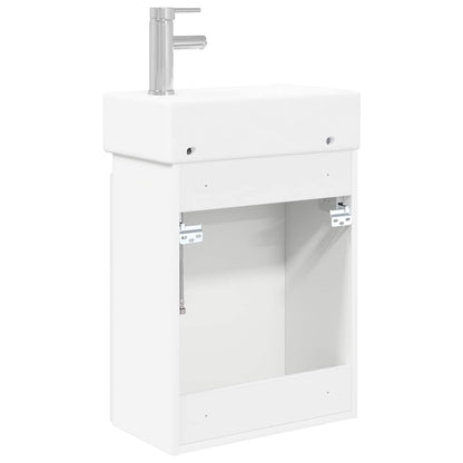 Bathroom Vanity Unit with Tap White 45.5 x 25.5 x 84 cm