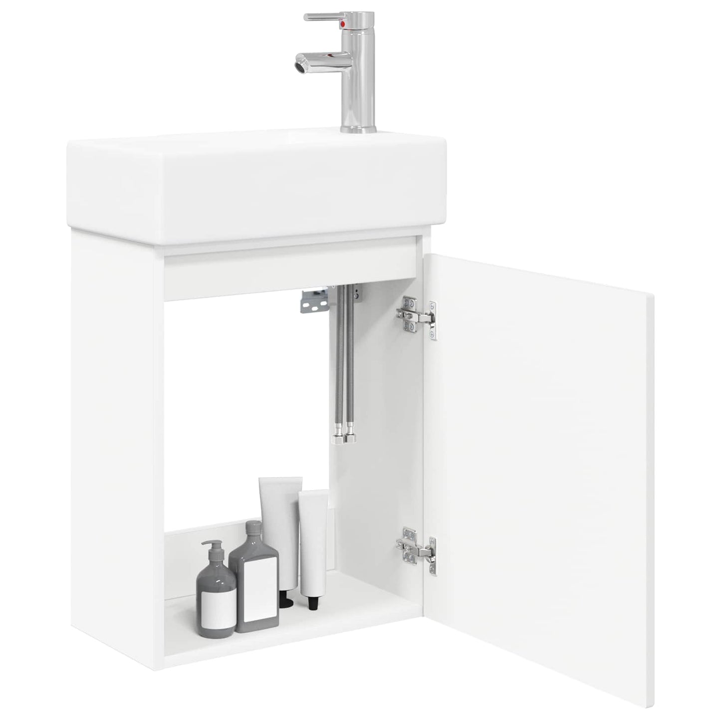 Bathroom Vanity Unit with Tap White 45.5 x 25.5 x 84 cm