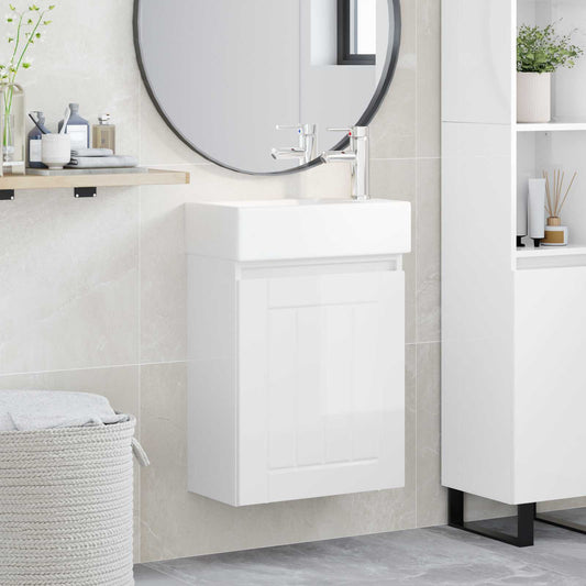 Bathroom Vanity Unit with Tap High Gloss White