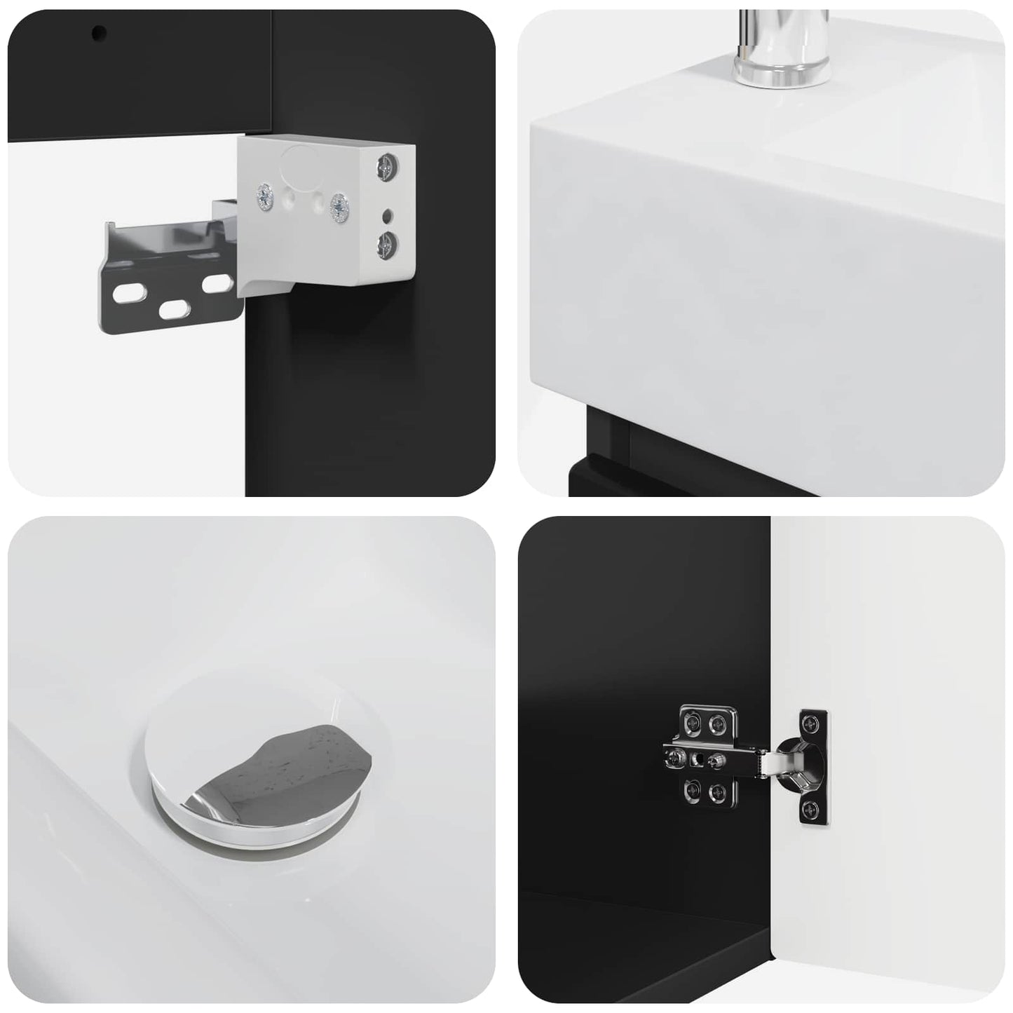 Bathroom Vanity Unit with Tap Black 45.5 x 22.5 x 84 cm