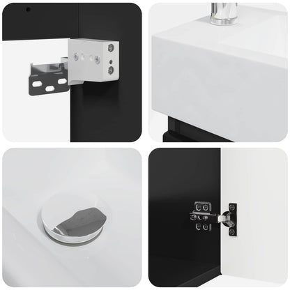 Bathroom Vanity Unit with Tap Black 45.5 x 22.5 x 84 cm
