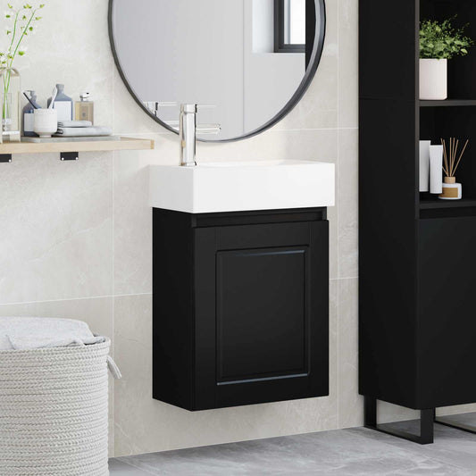 Bathroom Vanity Unit with Tap Black 45.5 x 22.5 x 84 cm