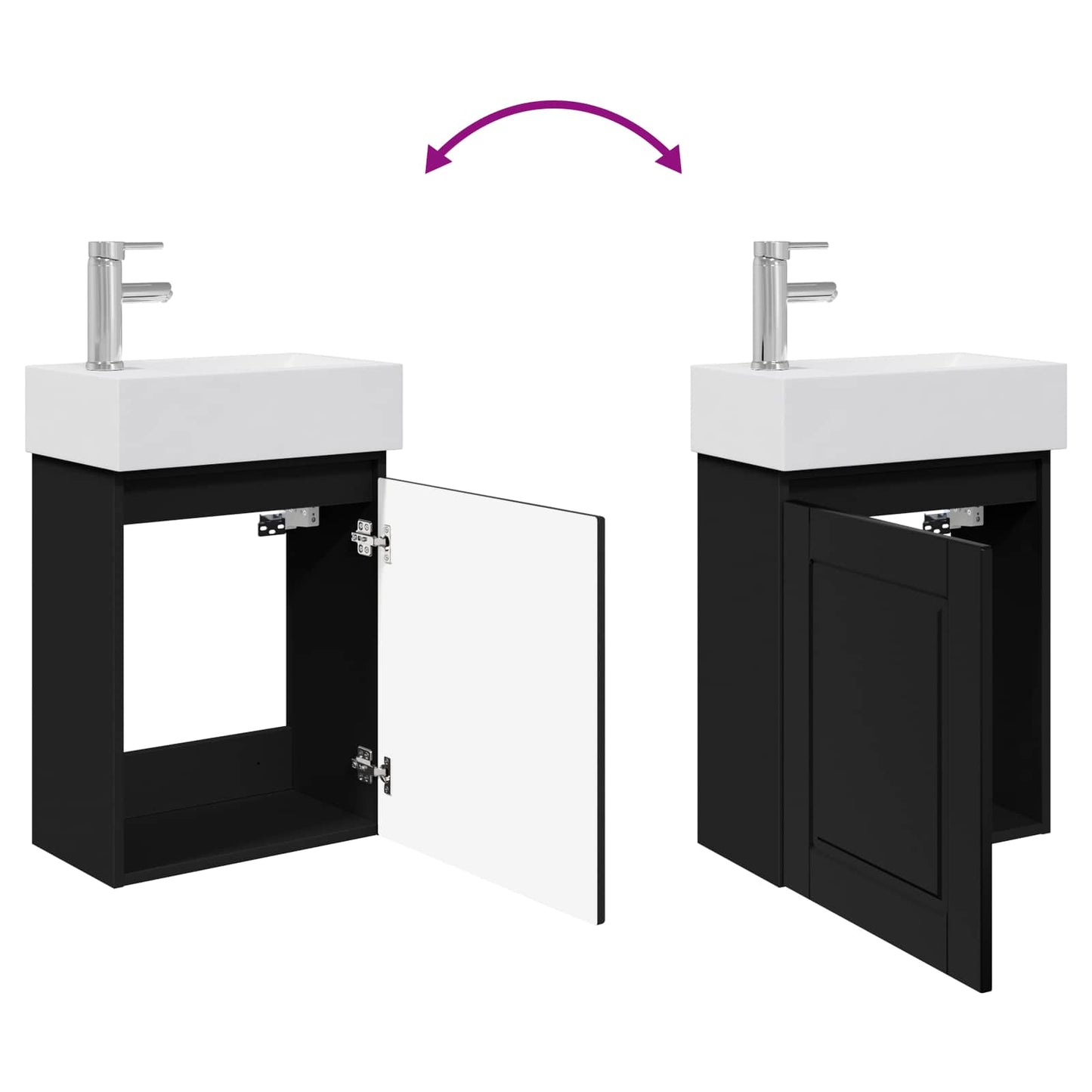 Bathroom Vanity Unit with Tap Black 45.5 x 22.5 x 84 cm