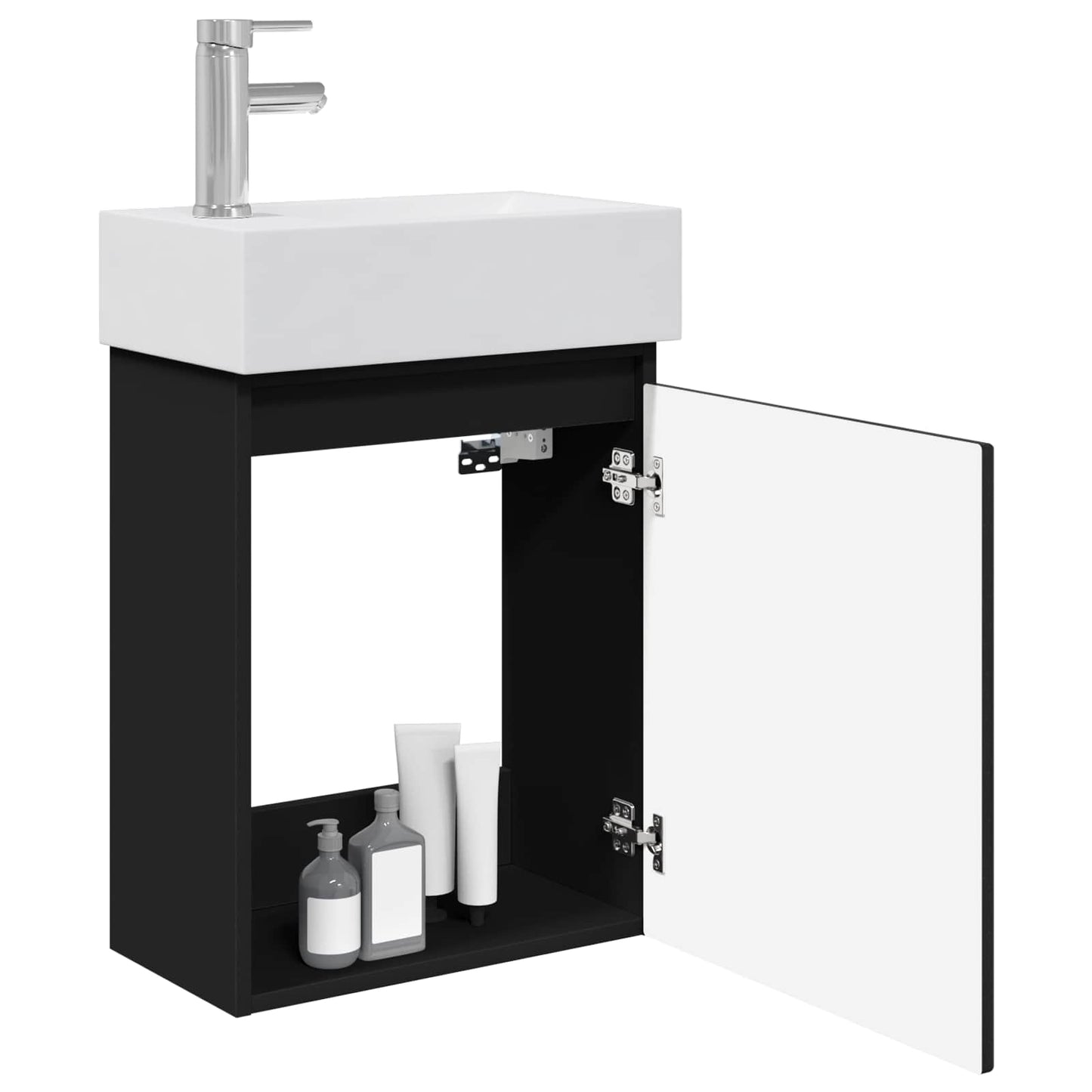 Bathroom Vanity Unit with Tap Black 45.5 x 22.5 x 84 cm