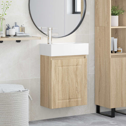 Bathroom Vanity Unit with Tap Sonoma Oak 45.5 x 22.5 x 84 cm