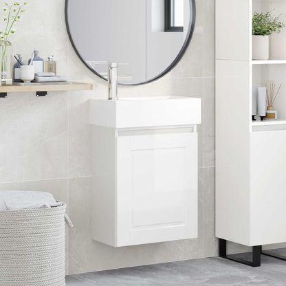 Bathroom Vanity Unit with Tap High Gloss White