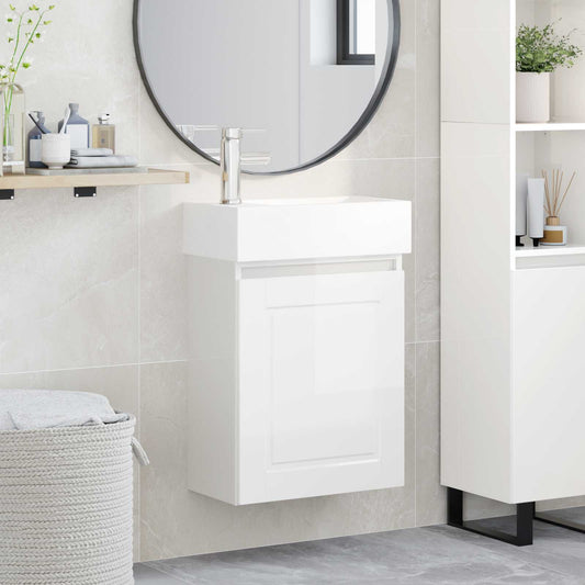 Bathroom Vanity Unit with Tap High Gloss White