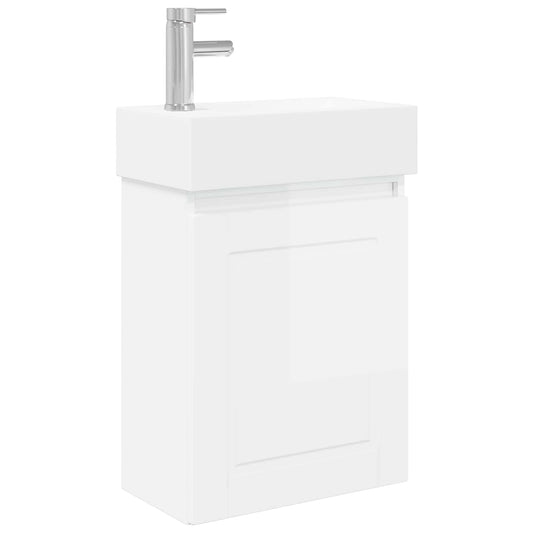 Bathroom Vanity Unit with Tap High Gloss White