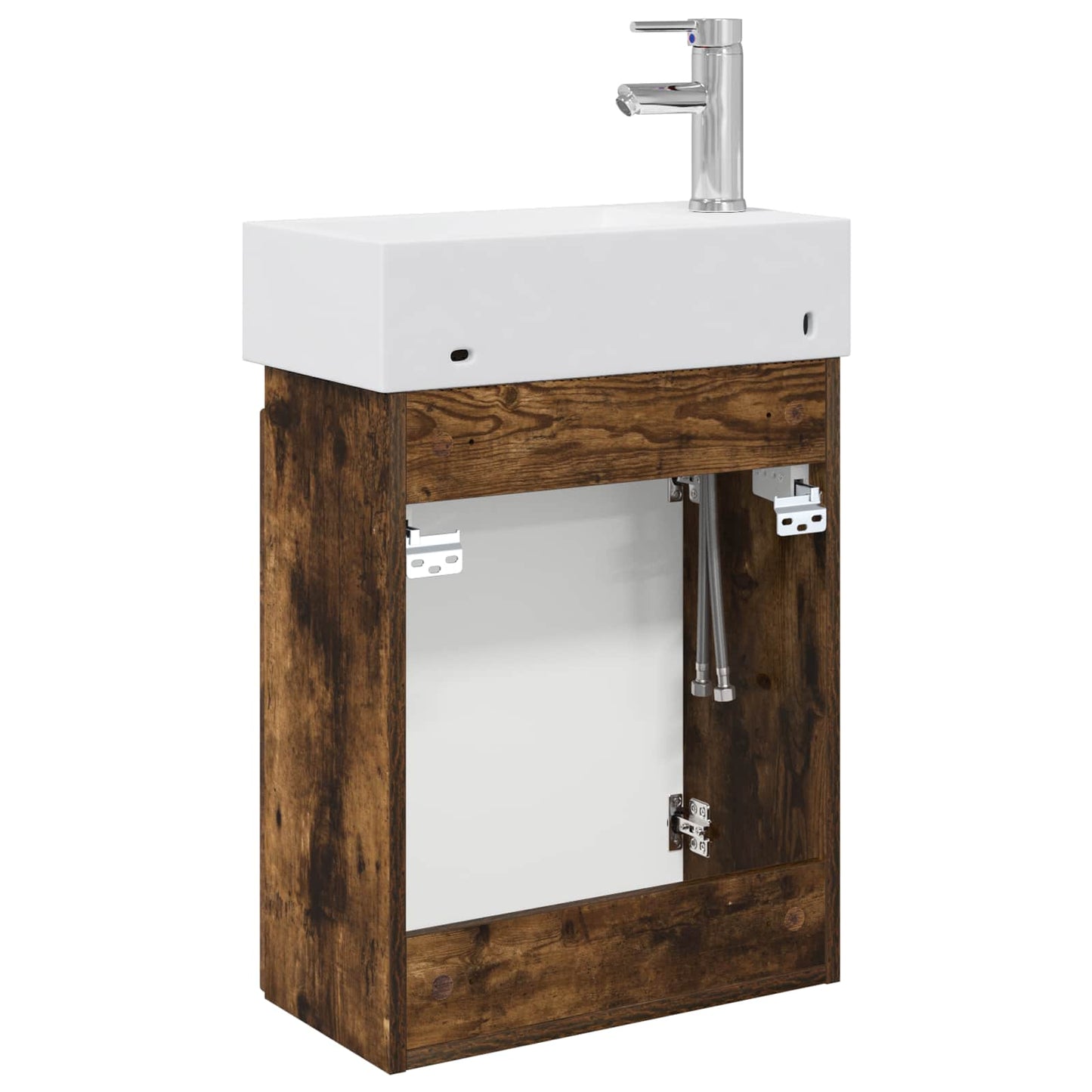 Bathroom Vanity Unit with Tap Smoked Oak 45.5 x 22.5 x 84 cm