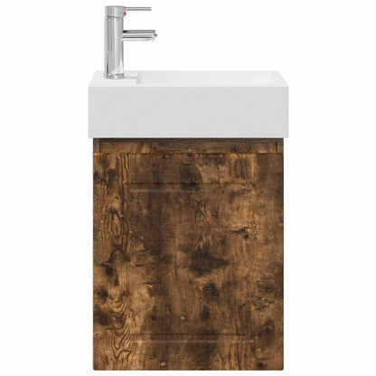 Bathroom Vanity Unit with Tap Smoked Oak 45.5 x 22.5 x 84 cm