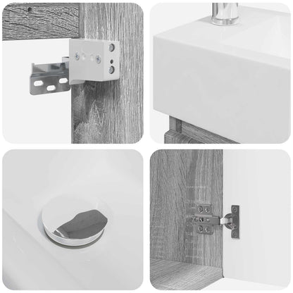 Bathroom Vanity Unit with Tap Grey Sonoma 45.5 x 22.5 x 84 cm