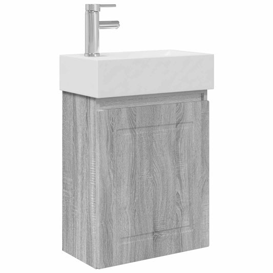 Bathroom Vanity Unit with Tap Grey Sonoma 45.5 x 22.5 x 84 cm