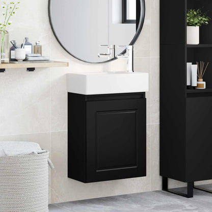 Bathroom Vanity Unit with Tap Black 45.5 x 22.5 x 84 cm