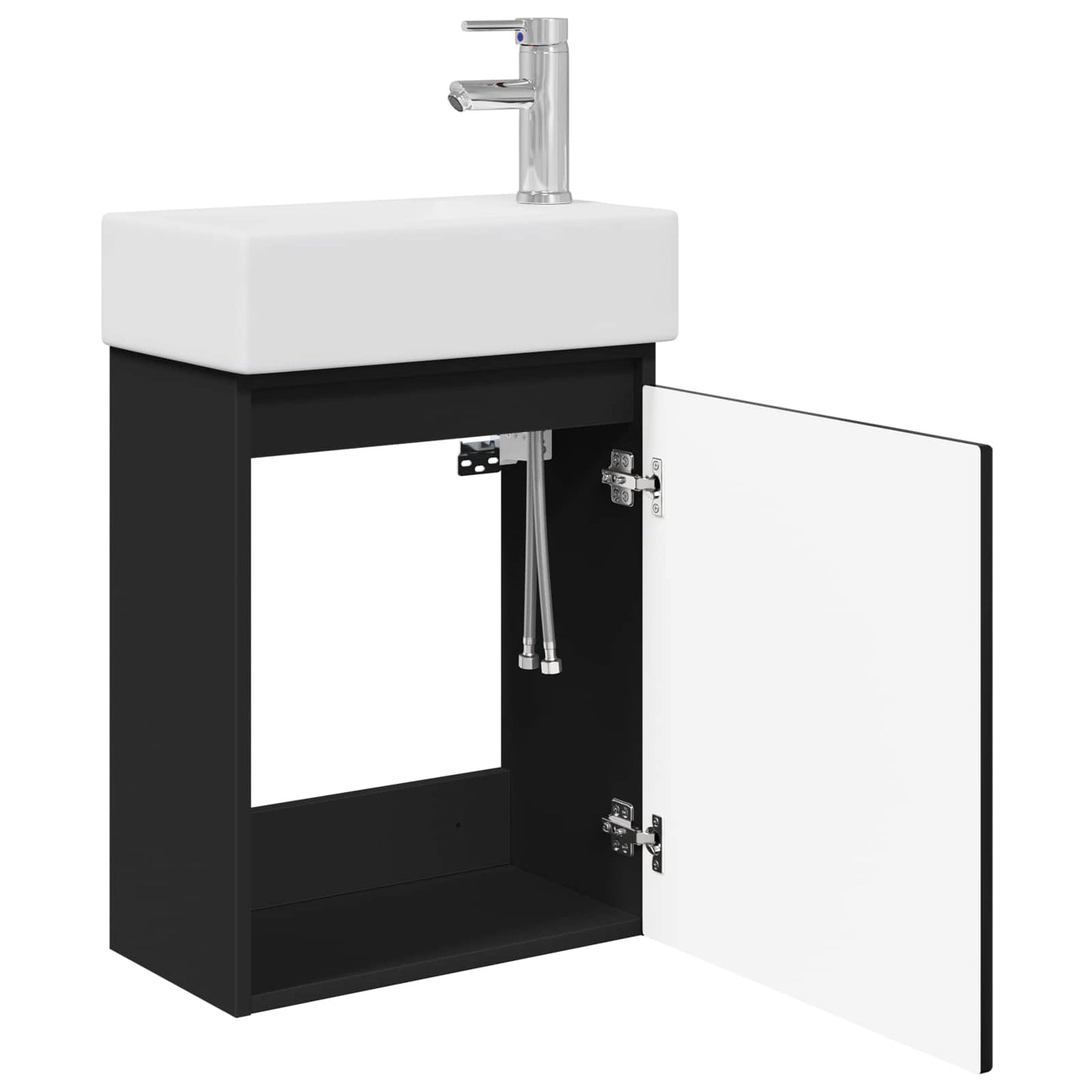 Bathroom Vanity Unit with Tap Black 45.5 x 22.5 x 84 cm